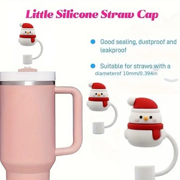 Snowman Straw Topper/Cover, NEW, Merry Christmas, Fits 10mm Straw - Picture 3 of 8